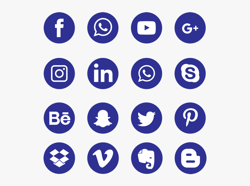 Clip Art Blue Social Media Icons - Vector Social Media Icons Png, Transparent Png