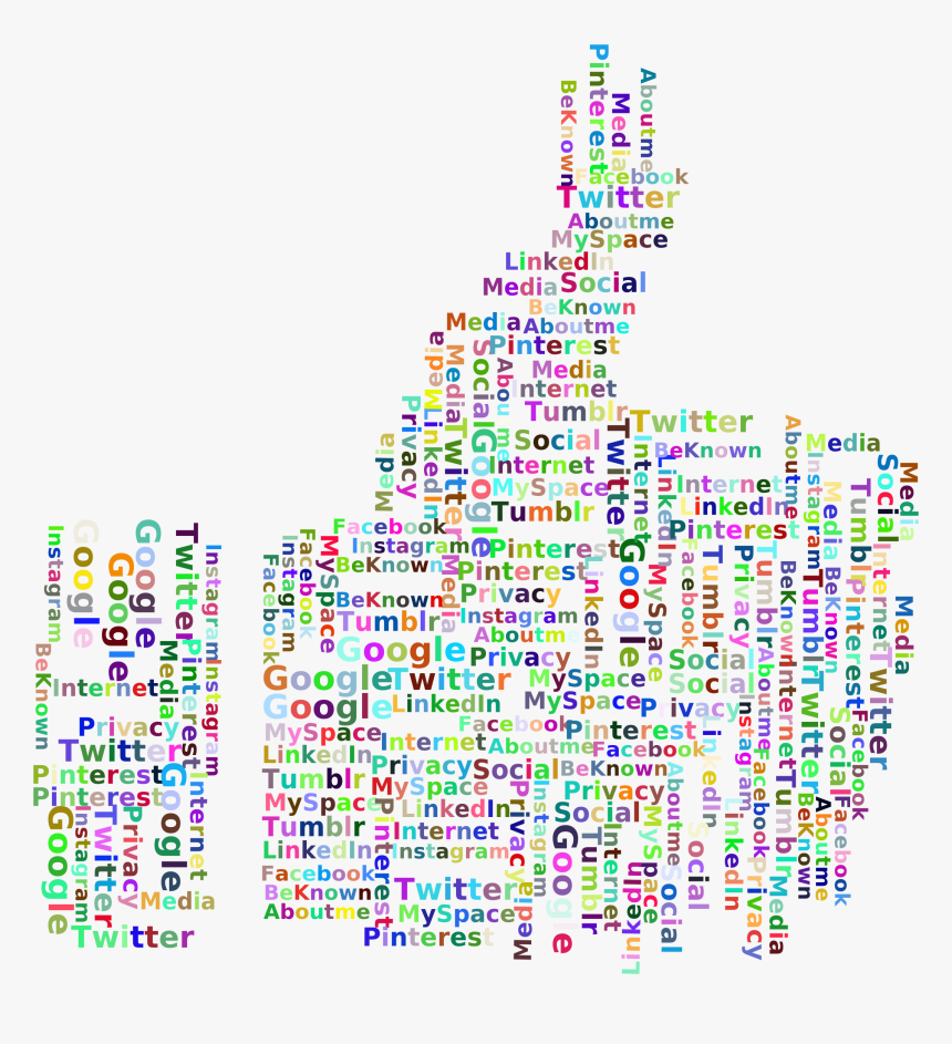 Prismatic Thumbs Up Social Media Word Cloud No Background - Illustration, HD Png Download