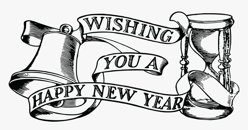 Free Clipart Of A Bell Hourglass And Happy New Year - Banner Png New Year, Transparent Png