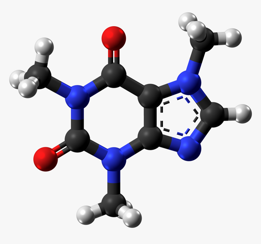 Chemistry,electric Blue,science,clip Art,circle - Caffeine Molecular Structure 3d, HD Png Download