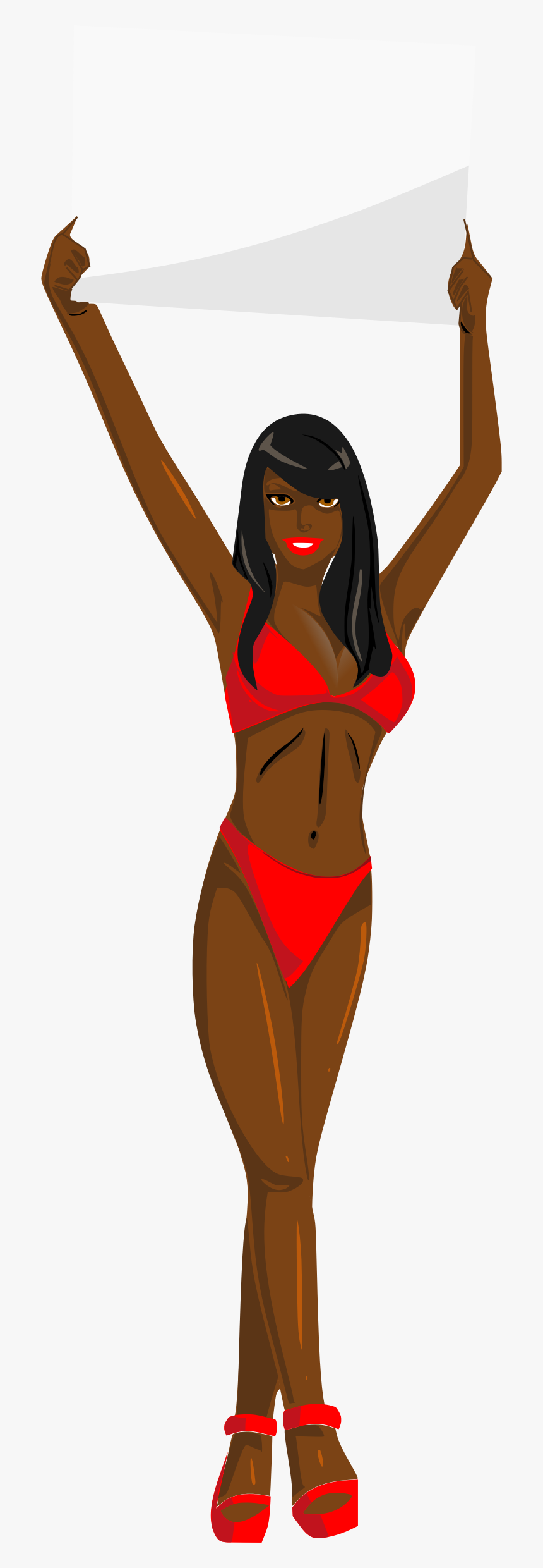 Clipart Woman Brown Hair - Red Bikini Black Girl, HD Png Download
