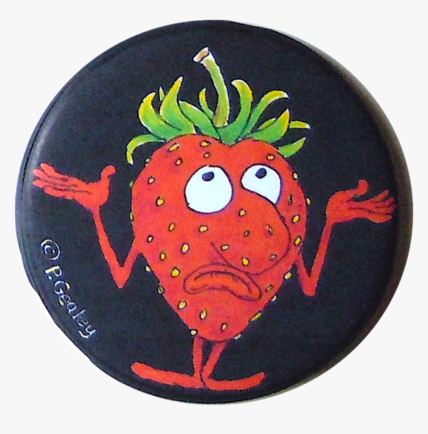 Image Of Shrugging Strawberry Magnet Or Pin - Illustration, HD Png Download