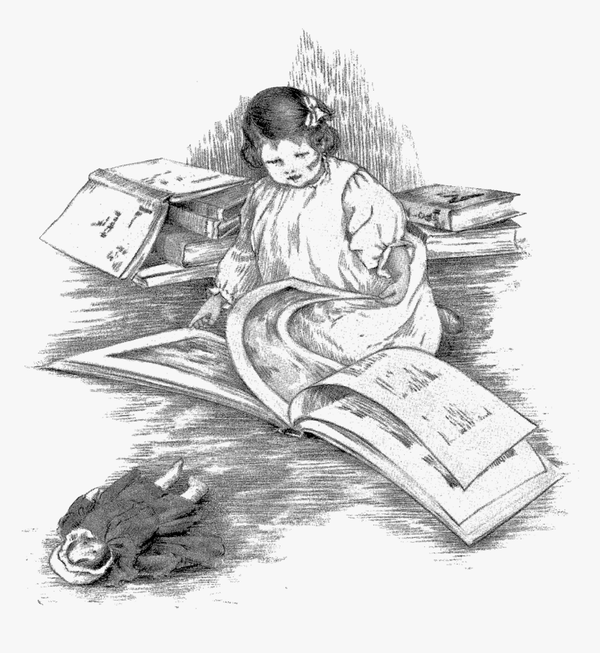 Digital Children Reading Books Downloads - Children Reading Book Sketch, HD Png Download