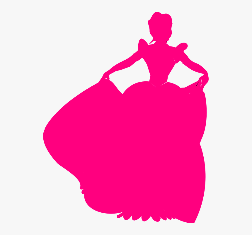 Princess, Dress, Gown, Pink, Silhouette, Puff Sleeves - Princess Clipart Pink, HD Png Download