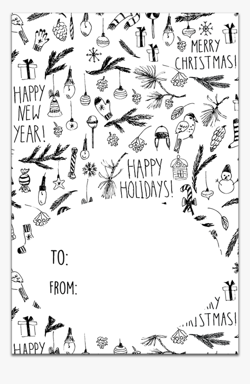 Black And White Christmas Gift Tags - Hand Drawn Free Vector Christmas, HD Png Download
