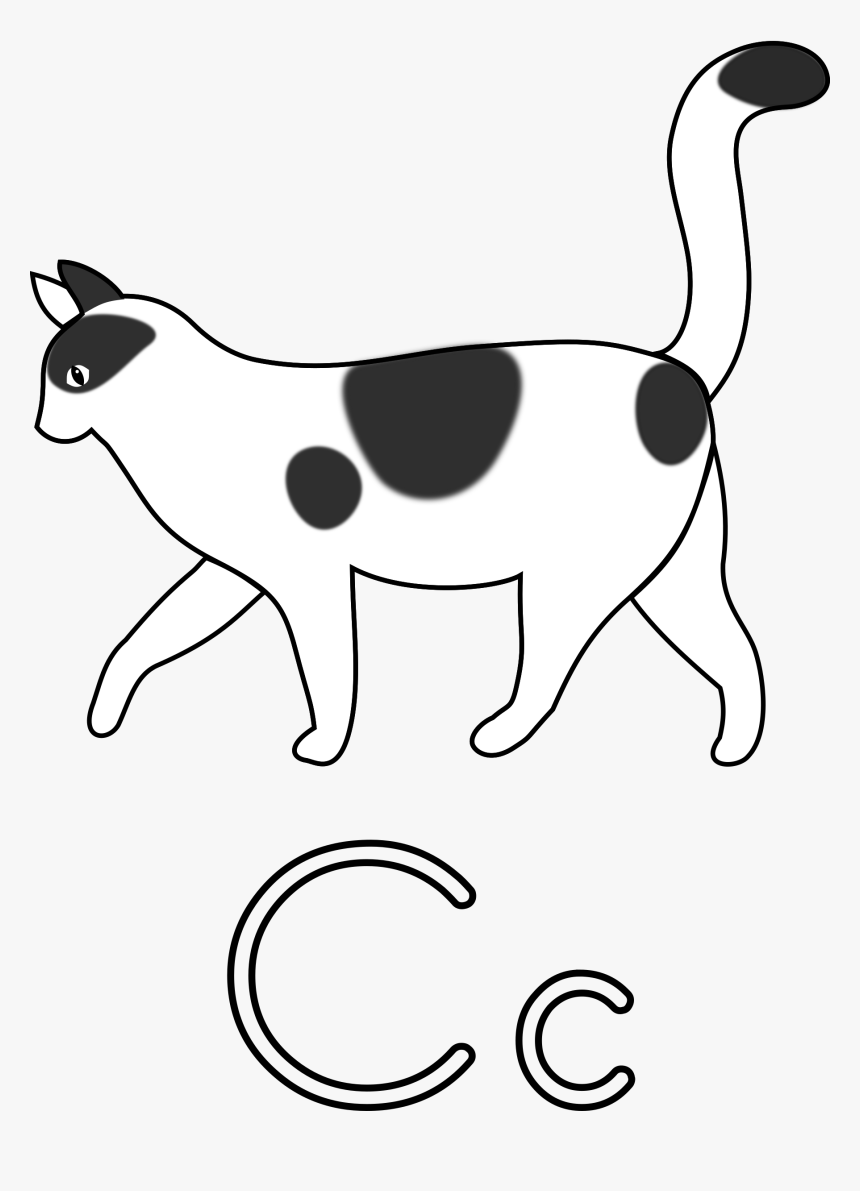 Cat Alphabet Png - Cat Walking Clipart Black And White, Transparent Png