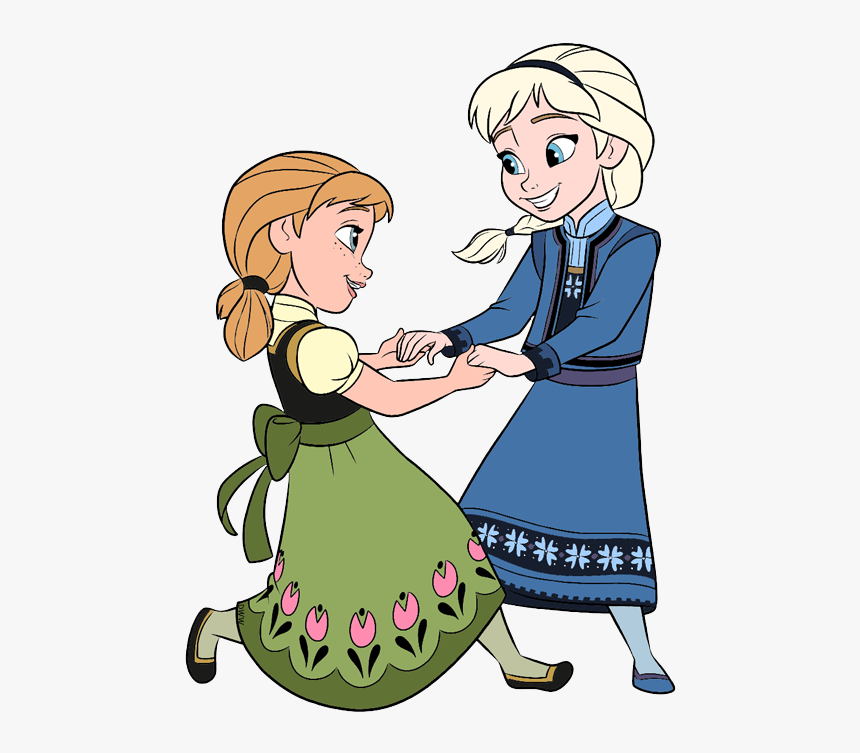 Young Anna, Elsa Dancing - Anna And Elsa Clipart, HD Png Download
