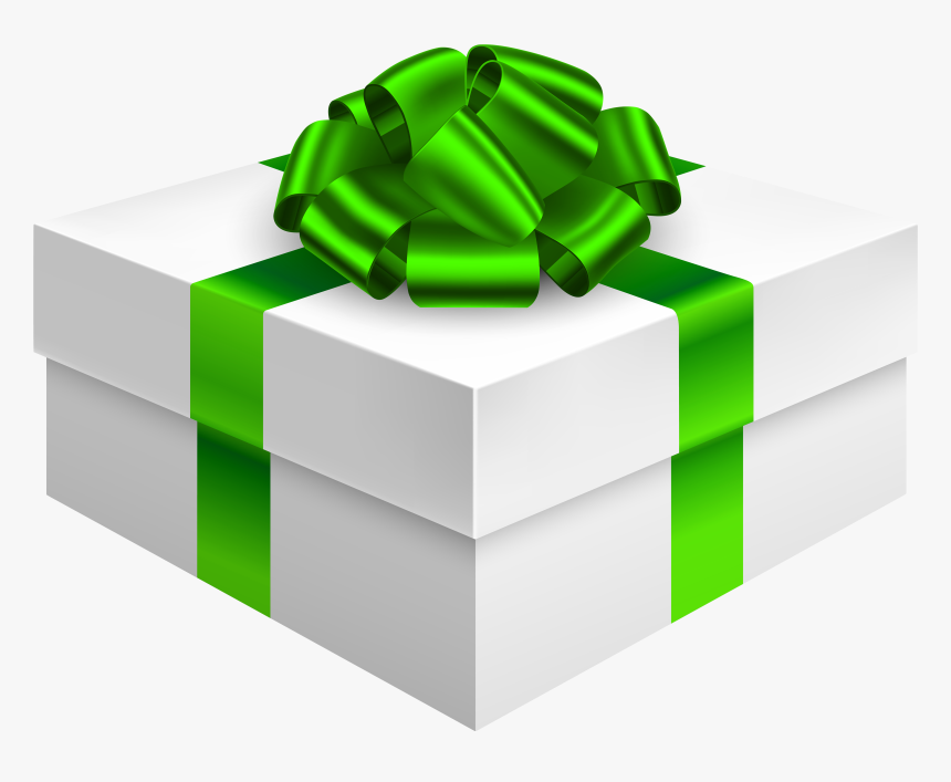 Gift Box With Bow In Green Png Clipart - Green Gift Box Clipart, Transparent Png