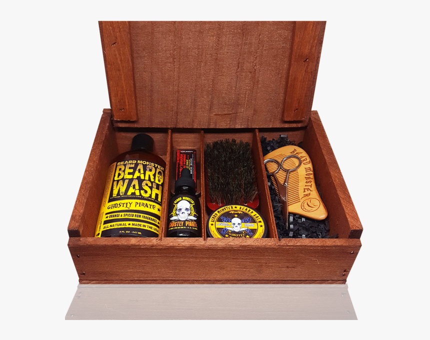 Clip Art Complete Beard In Box - Beard Grooming Kit Wooden Box, HD Png Download