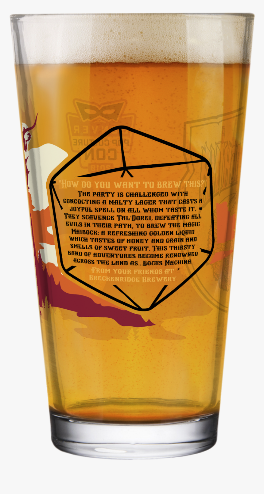 Pcc 2019 Pint Glass Sl Beer Back - Breckenridge Comic Con Pint, HD Png Download