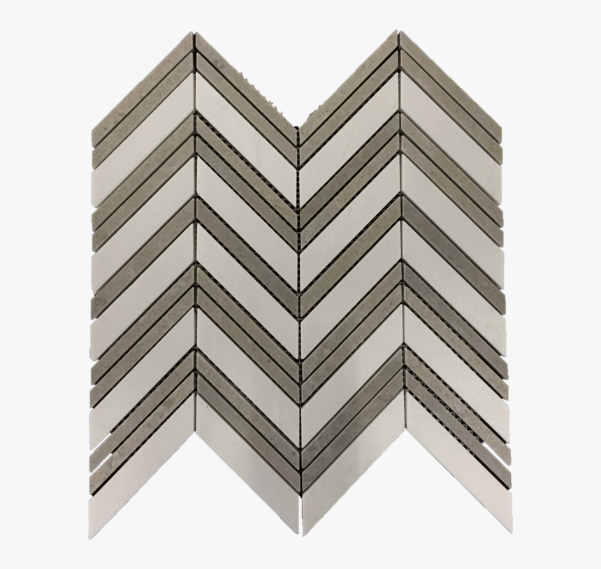 White Thassos Chevron With Sand Dollar Strips Mosaic - Marble, HD Png Download