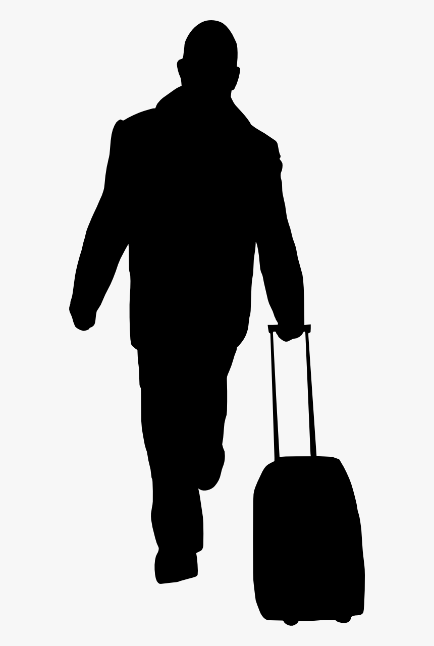 Silhouette People With Luggage, HD Png Download