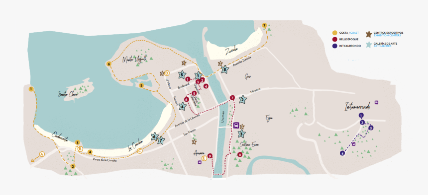 Donostia 3 Recorridos Escultoricos - Map, HD Png Download