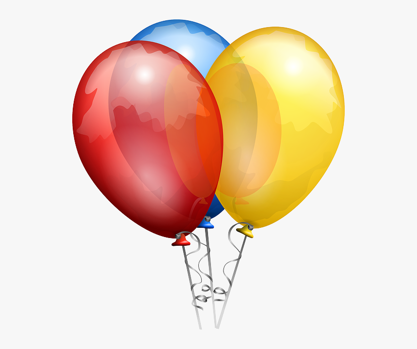 Balloons, Red, Blue, Yellow, Shiny, Helium, Bunch, HD Png Download