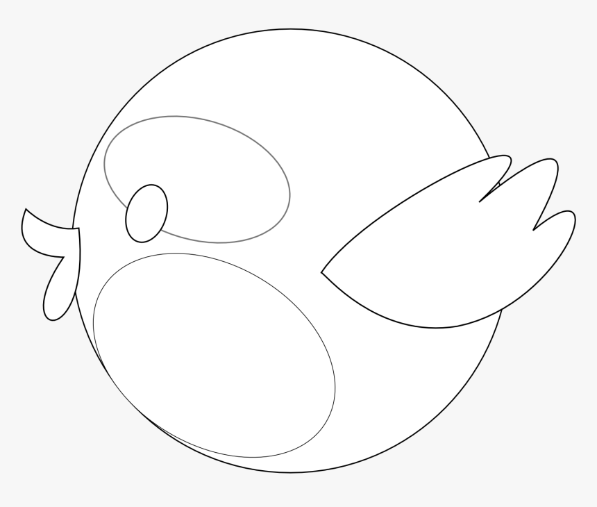 Twitter Bird 47 Black White Line Art Christmas Xmas, HD Png Download