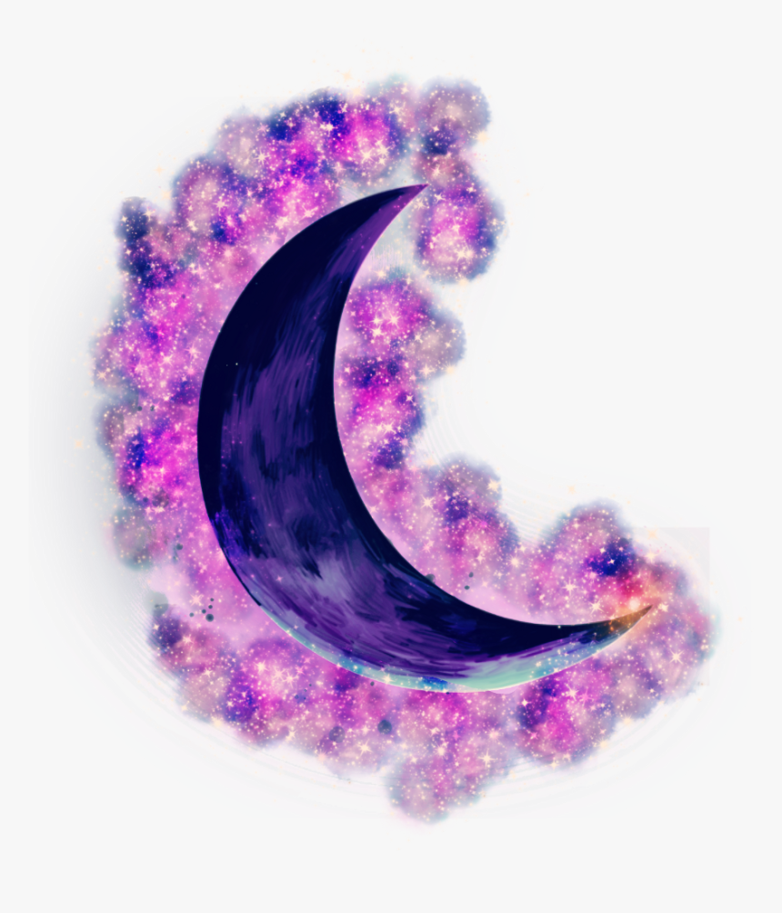 Galaxy Moon Blue Purple Bluemoon Purplemoon Galaxymoon, HD Png Download