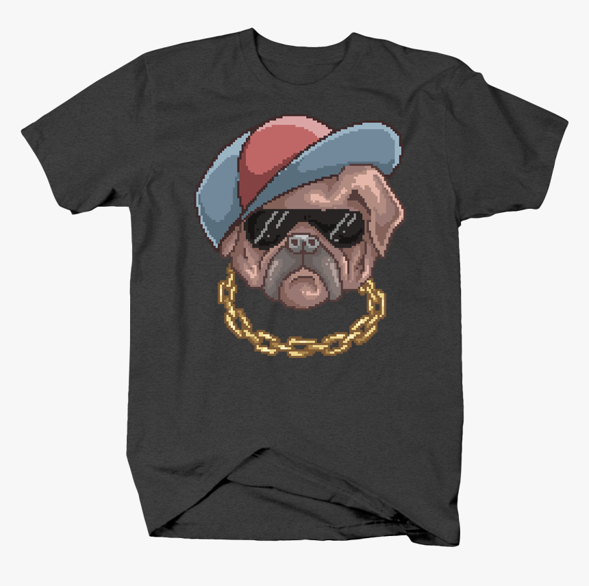 Gangster Bulldog With Snapback And Chain Pixel Art - Boardwalk T Shirts Beach, HD Png Download