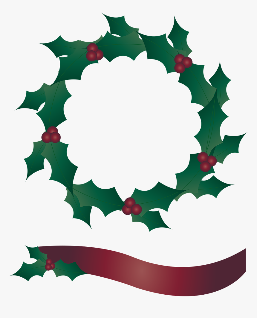 Door Clipart Xmas - Holly Wreath Png, Transparent Png