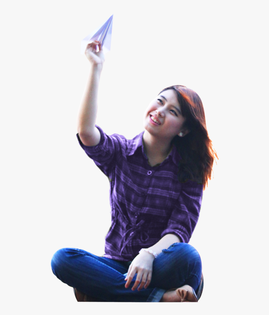 Girl-isolated1 - Happy Girl Sitting Png, Transparent Png