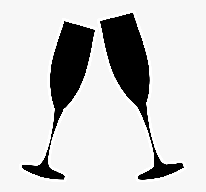 Glass Vector Png Champagne Glass Clipart Black And White, Transparent