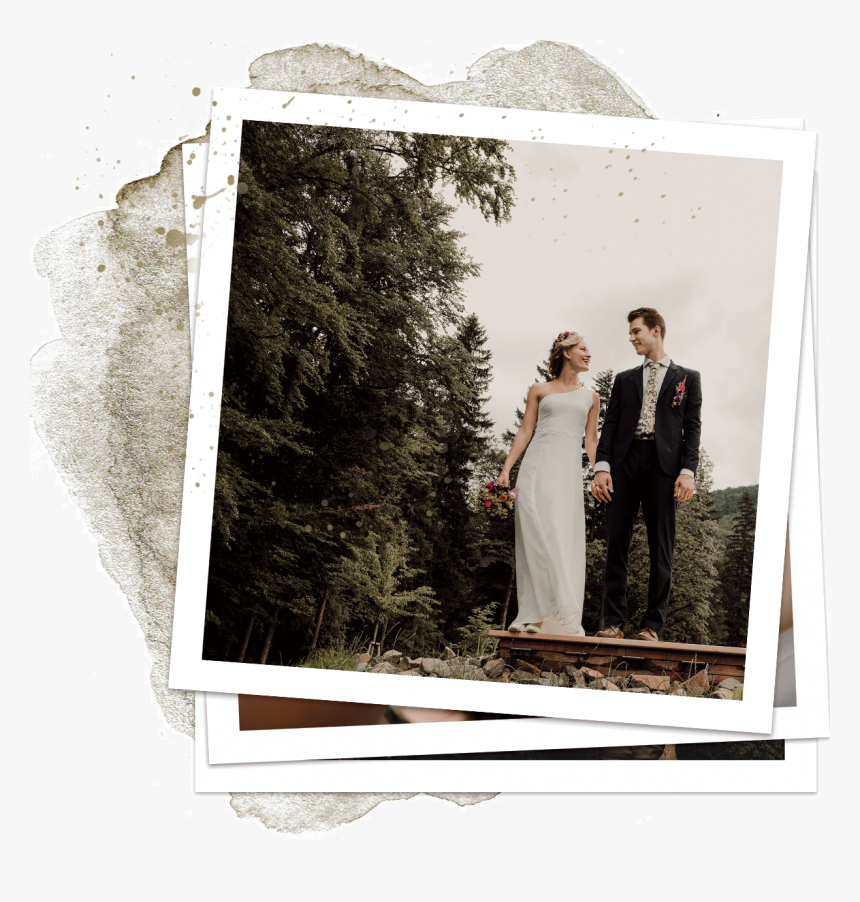 Wedding Couple Holding Hand In Forest Looking At Each - Picture Frame, HD Png Download