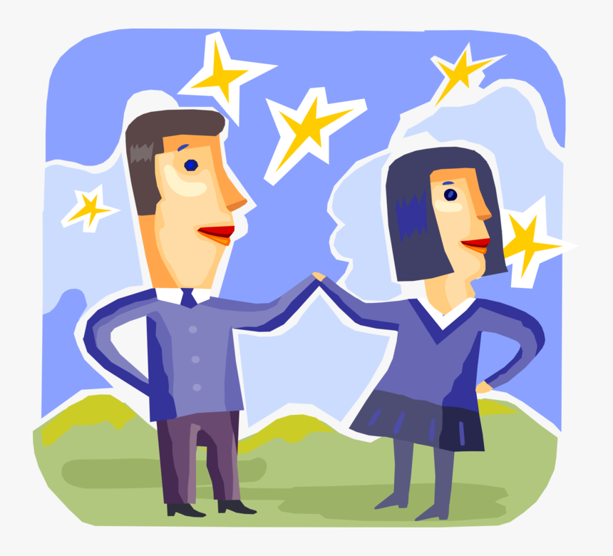 Vector Illustration Of Romantic Couple Announce Wedding - Cartoon, HD Png Download