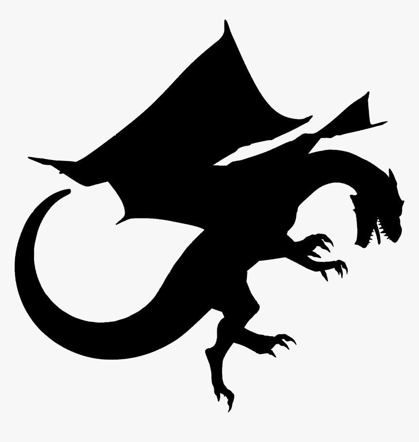 Yellow Dragon Silhouette Clip Arts - Flying Dragon Silhouette Png, Transparent Png