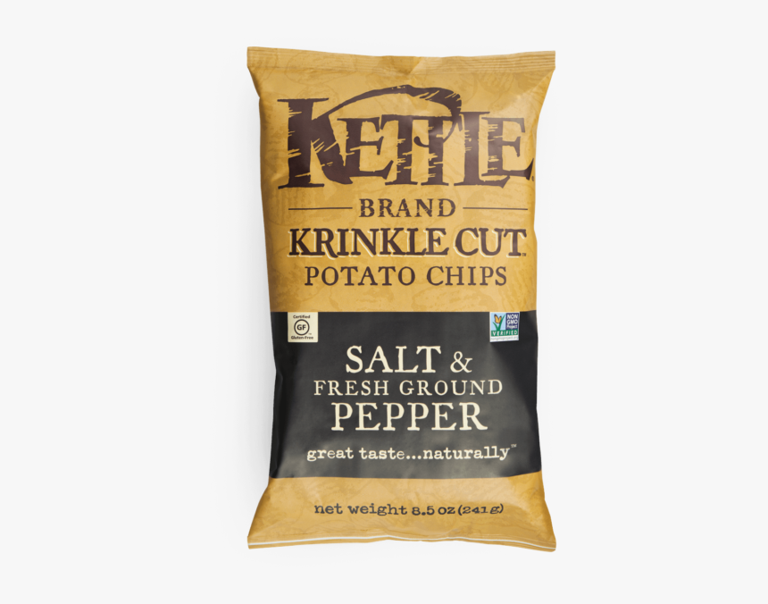 Salt & Fresh Ground Pepper Krinkle Cut Potato Chips - Kettle Chips Cracked Pepper, HD Png Download