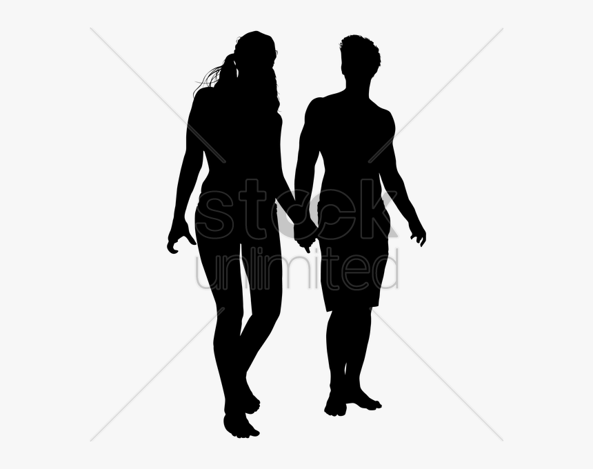 Silhouette Of Couple Walking Together Vector Image - Couple Walking Vector Png, Transparent Png