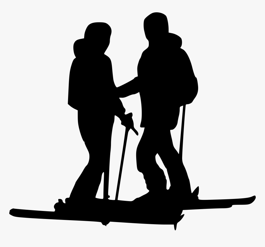 Woman Holding Skis Silhouette, HD Png Download