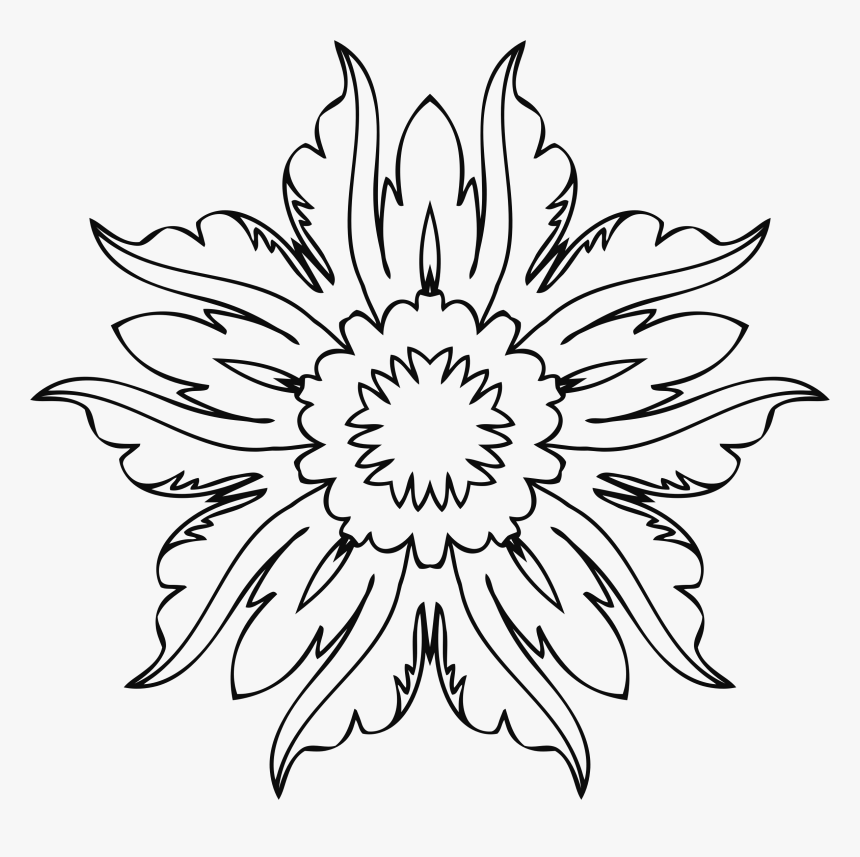 Flower Bookey Png - Line Art Flower Designs, Transparent Png