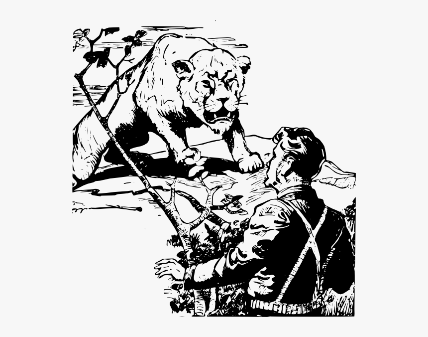 Lion Svg Clip Arts - أسد يواجه إنسان صور, HD Png Download