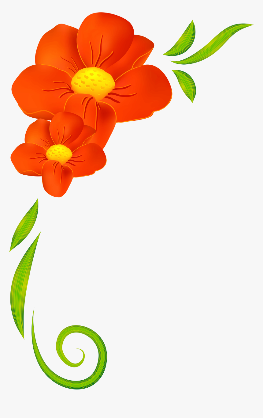 Orange Flower Clipart Small Flower - Flower Border Clipart Png, Transparent Png