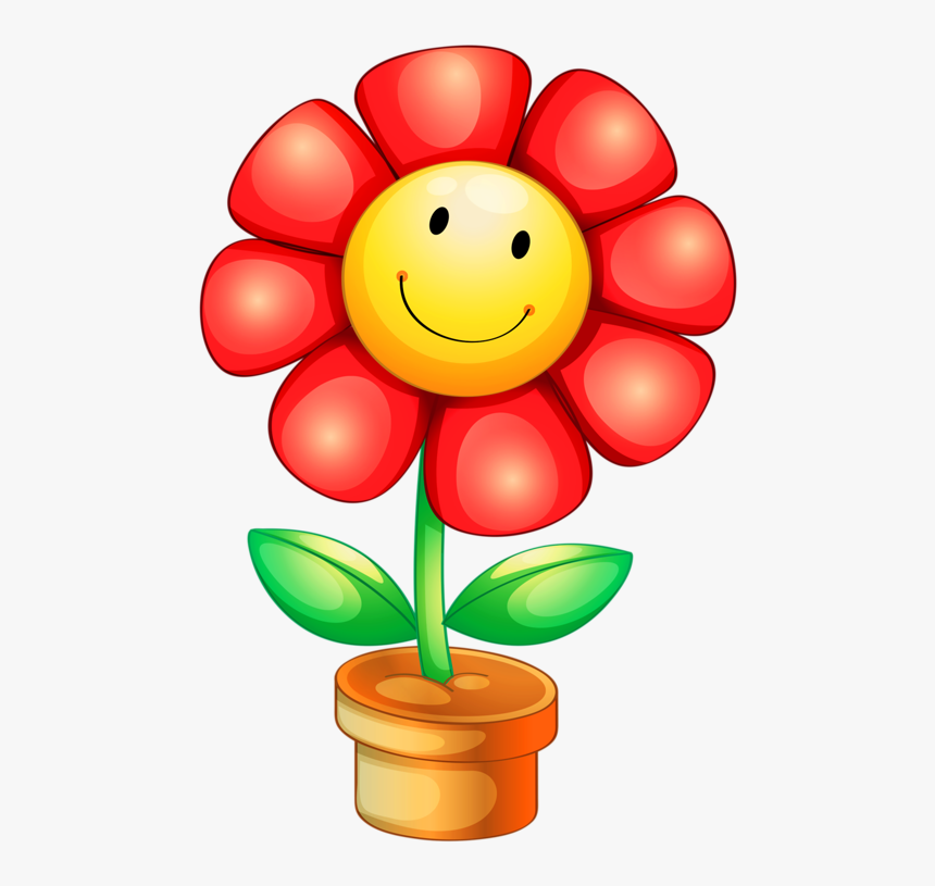 Mushroom Clipart Smiley Face - Clipart Flower With Pot, HD Png Download