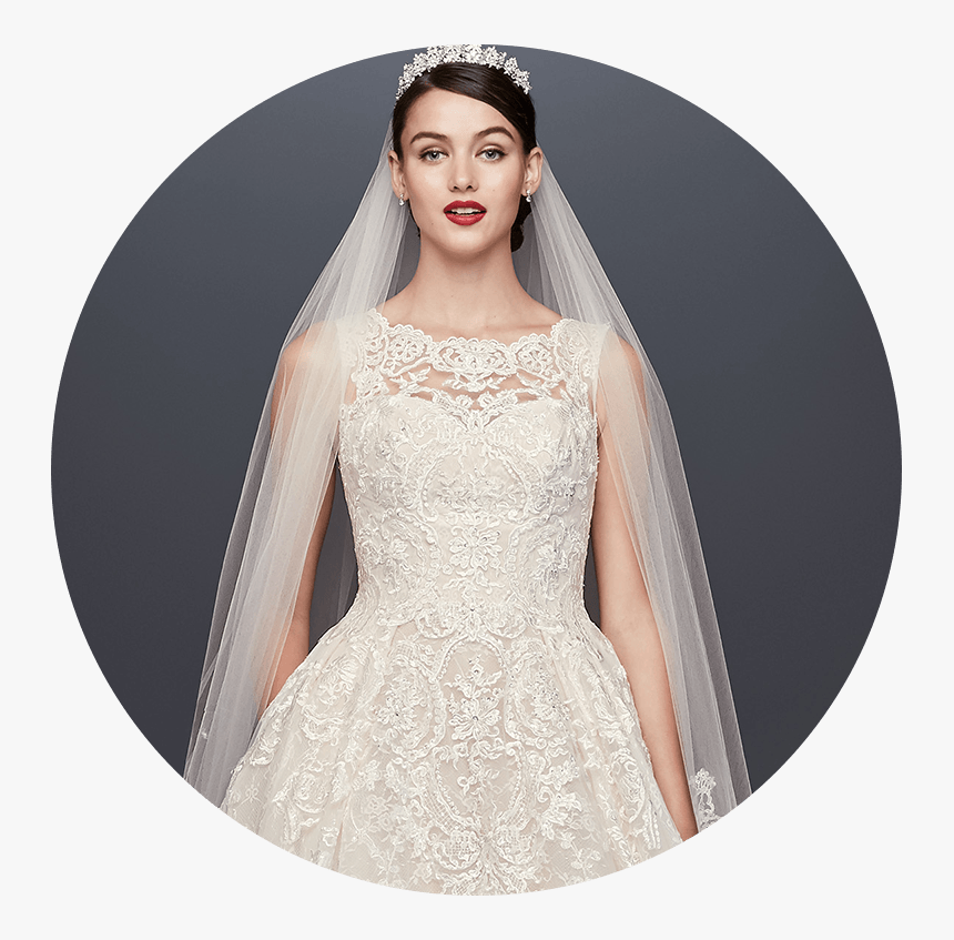 Bride Wearing Lace Petite Wedding Dress - Wedding Dress, HD Png Download