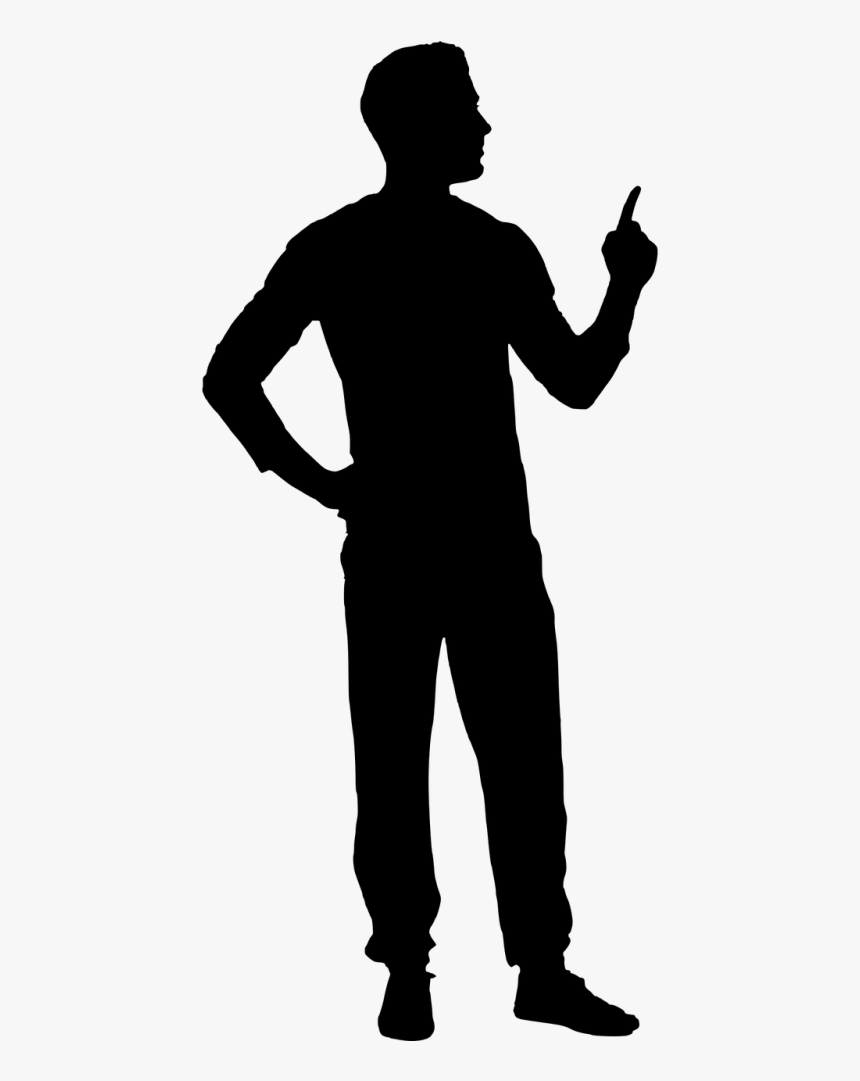 Silhouette Body Copyspace - Man Pointing Finger Silhouette Png, Transparent Png