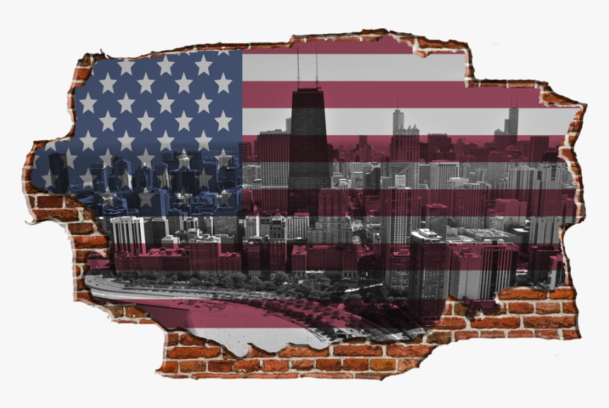 Zapwalls Decals Breaking American Overlay Chicago - American Flag City Chicago, HD Png Download