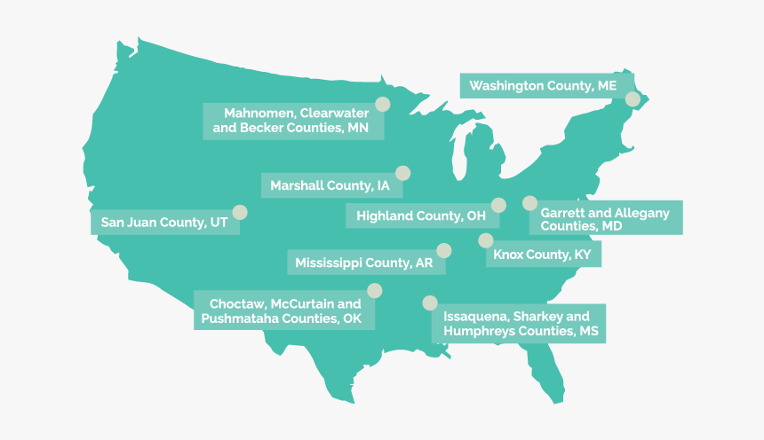Service Areas Of The 10 Rural Impact Demonstration - States With Highest Hiv Rates, HD Png Download