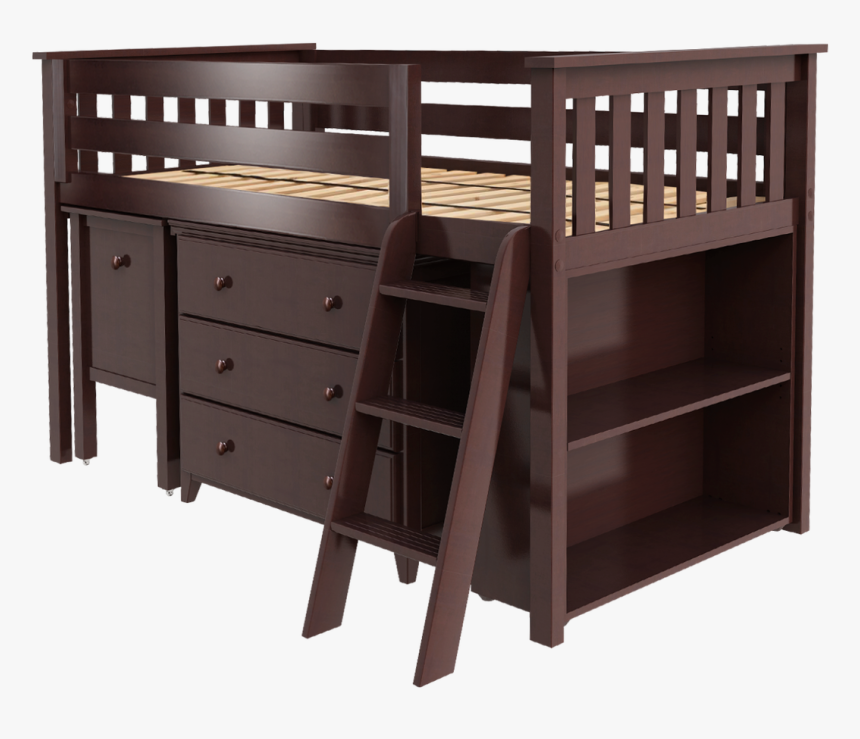 Jackpot Kids Windsor 2 Twin Low Loft Bed With Dresser - Wood Twin Loft Bed With Storage, HD Png Download