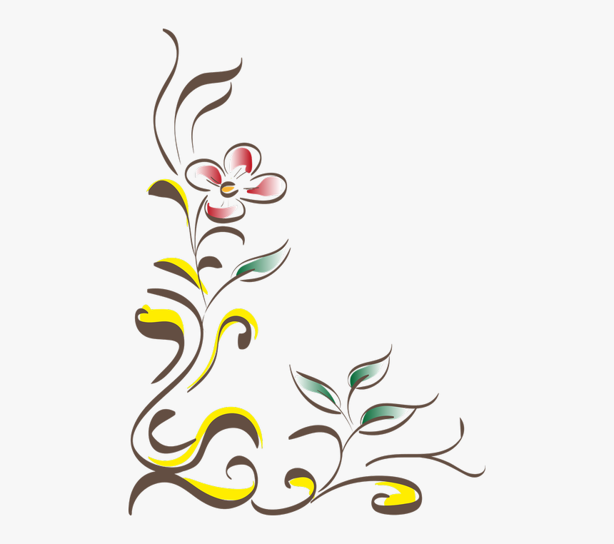 Flowers Corner Corner Verziehrung - วาด กรอบ รูป ดอกไม้ ง่ายๆ, HD Png Download