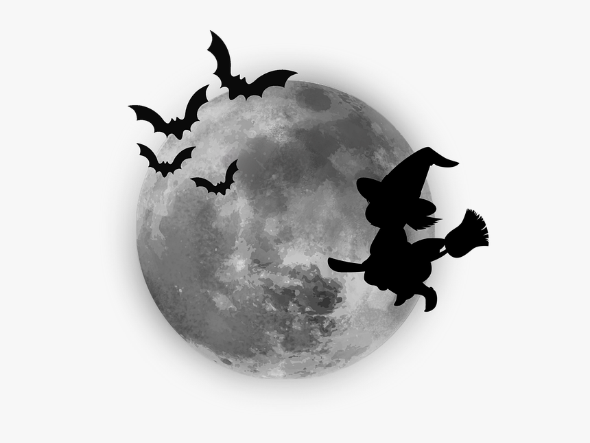 Halloween, Moon, Darkness, Moonlight, Fantasy, Girl - Witch, HD Png Download