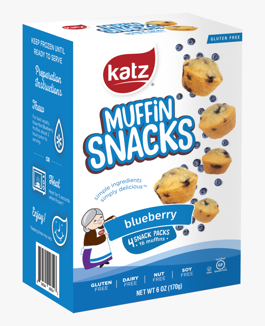 Katz Gluten Free Container Blueberry Muffin Snacks - Gluten Free Snacks, HD Png Download