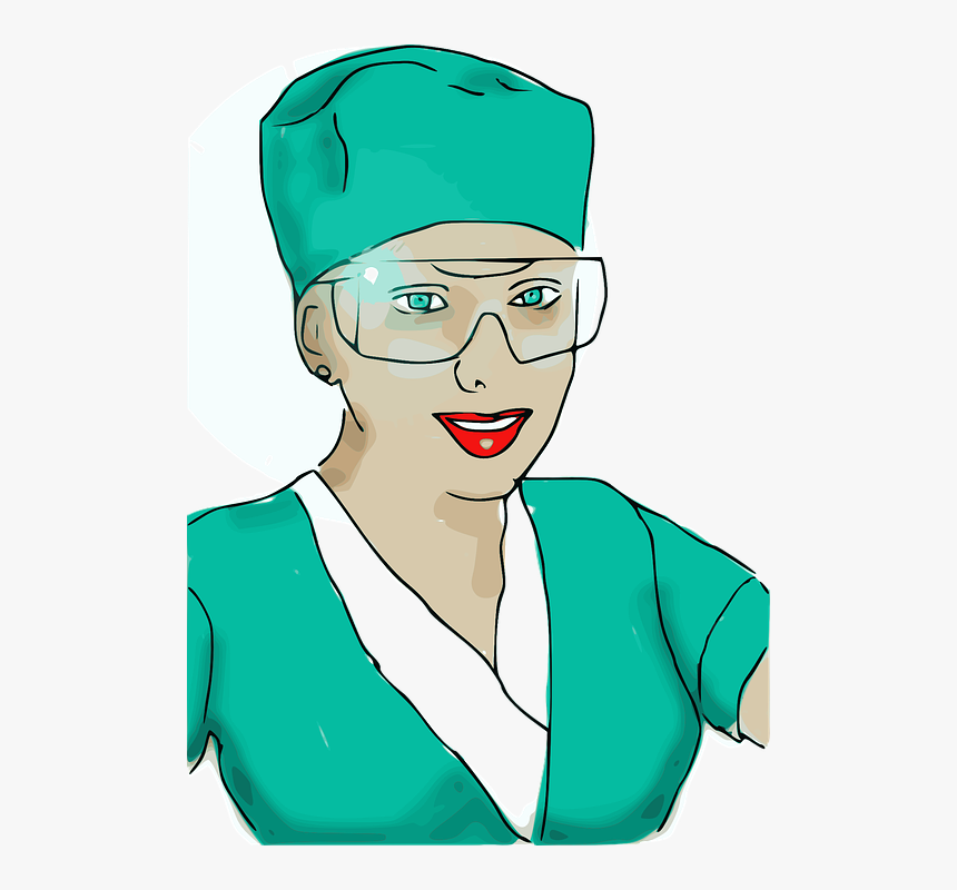 Enfermera, Mujer, Girll, Gafas, Enfermería, Operación - Scrub Nurse Cartoon, HD Png Download