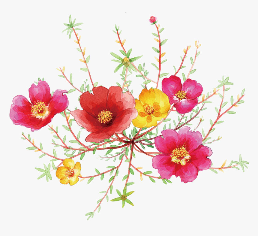 Drawing Painting Illustration - Bright Watercolor Flowers Png, Transparent Png