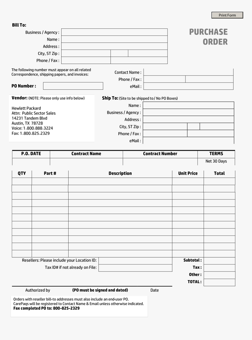 Standard Po Purchase Order Main Image Make A Po Template Hd Png Download Transparent Png Image Pngitem