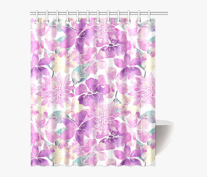 Pastel Watercolor Flower Pattern Shower Curtain 60 Patchwork Hd