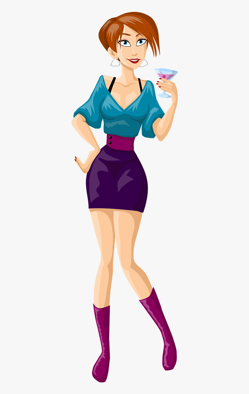 Cartoon Girl Drinking Png, Transparent Png