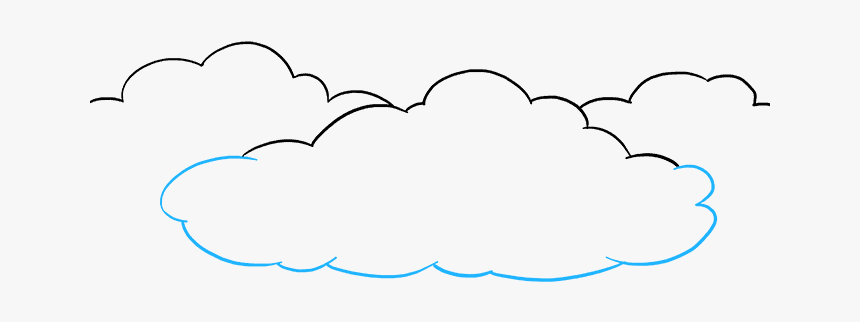 How To Draw Lightning - Draw Overlapping Clouds, HD Png Download