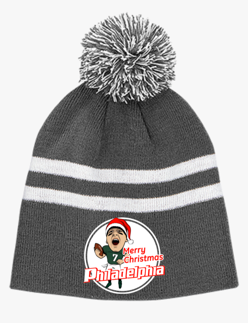 Merry Christmas Philadelphia Striped Pom Beanie, HD Png Download