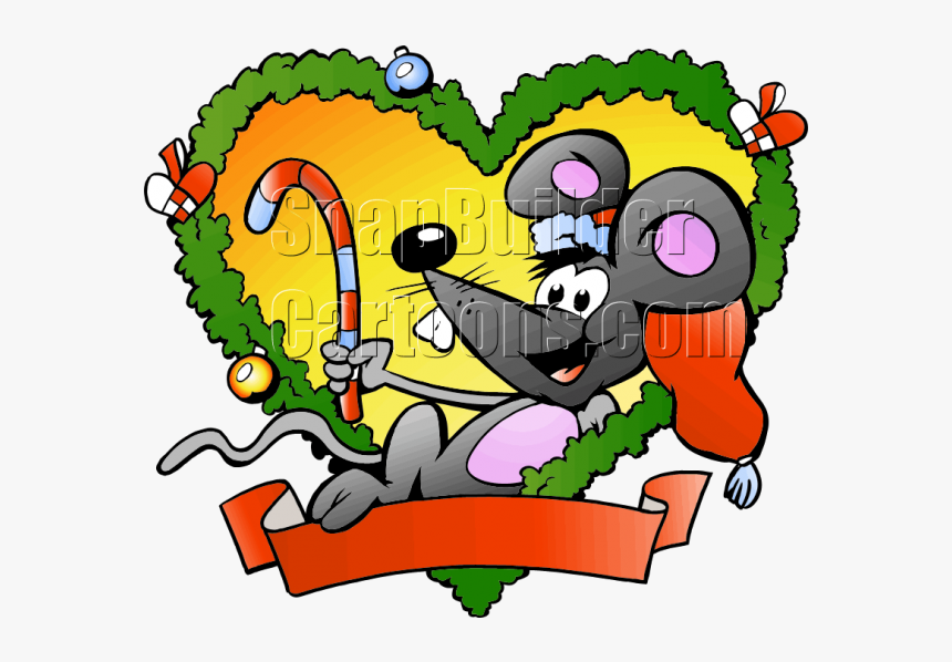 Christmas Fraim Mouse Holding Candy Cane - Todo Marrano Le Llega Su Nochebuena Dibujo, HD Png Download